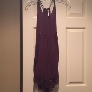Free People Burgandy Slip Dress with Lace. Small